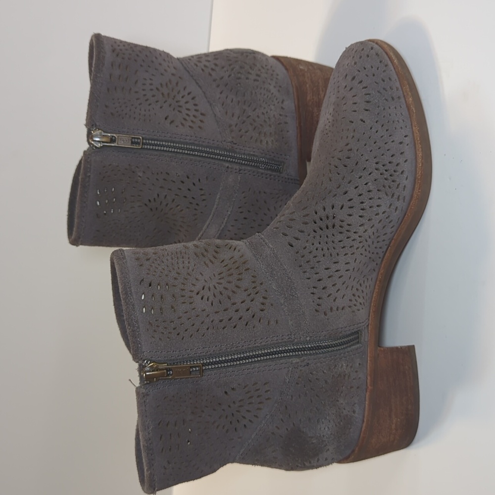 UGG Side Zip Gray Suede Boots Size 8 - Picture 7 of 16